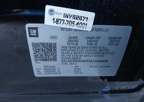 2021 Buick Enclave Fwd Avenir z USA, uszkodzony, nr VIN 5GAERDKWXMJ164006